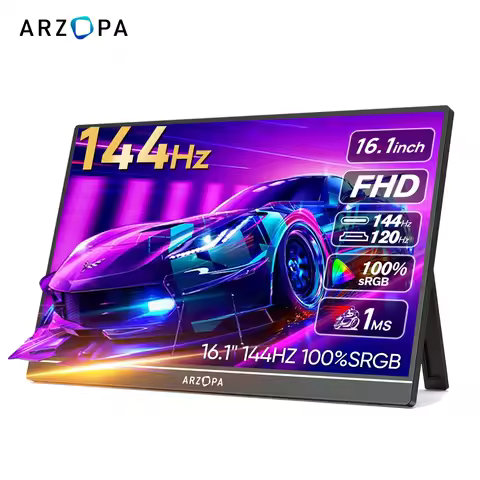 ARZOPA 16.1 Inch Portable Gaming Monitor 100% sRGB 144Hz High Refresh Rate Laptop Display Type-C Mini HDMI for PS Steam Deck Swi