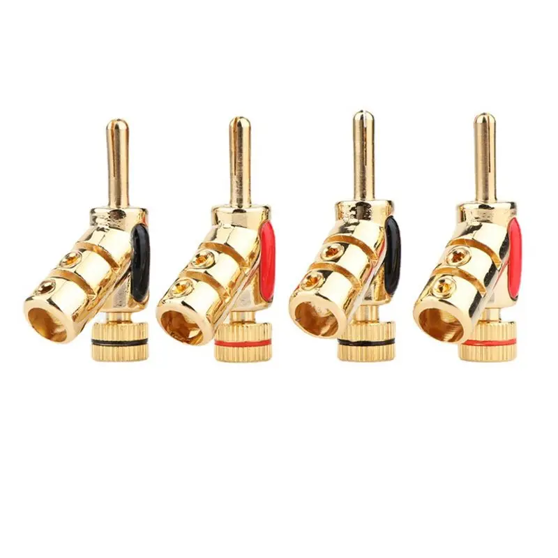 A42T-4 Piece Banana Plug Y-Shaped Speaker Cable Plug Copper + Gold Plating Locking Banana Plug Connector HIFI Jack Audio Adapter