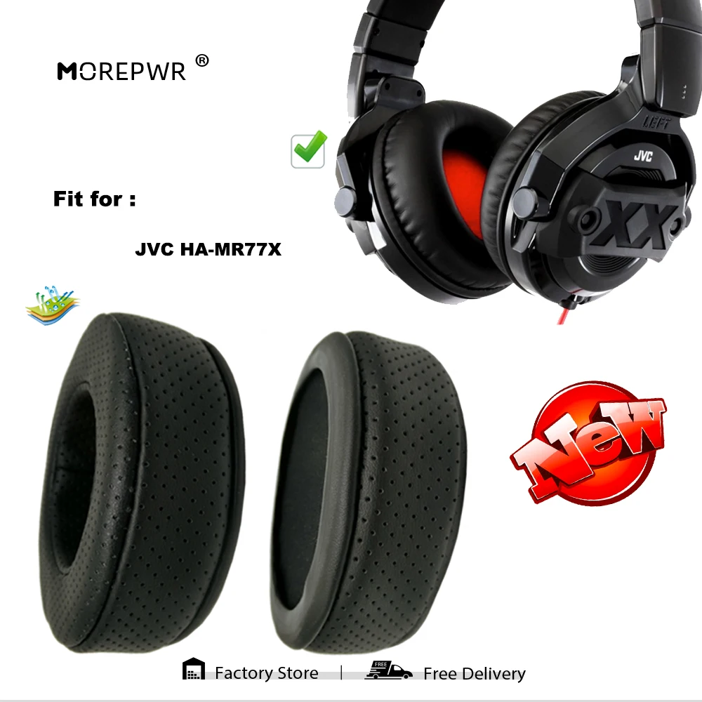 Morepwr Nuovo aggiornamento Cuscinetti auricolari di ricambio per JVC HA-MR77X Parti dell'auricolare Cuscino in pelle Paraorecchie in velluto