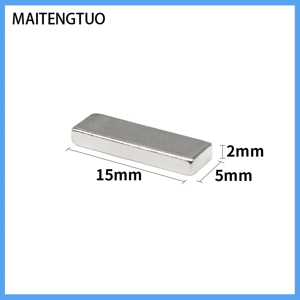 

10/20/50/100/150/200/300PCS 15x5x2 Block Search Magnet Strong N35 Quadrate Permanent Neodymium Magnet Sheet 15x5x2mm 15*5*2 mm