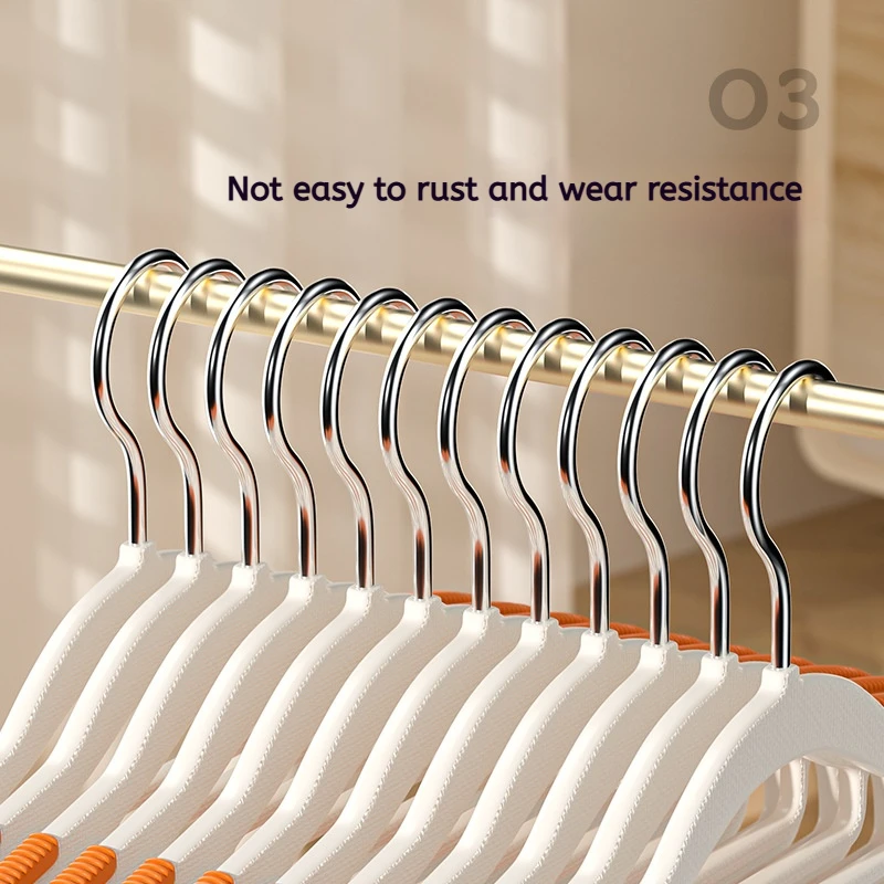 10Pcs Black/Orange/Grey Multifunctional Wet and Dry Household Hanger Suitable for Hanging Clothes Bedroom Wardrobe Anti-Slip