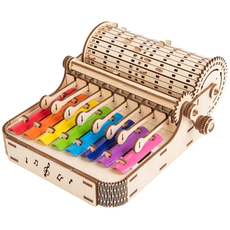 Wooden Xylophone Children Musical Toy Hand Crank Percussion Toddler Musical Instruments for Kids Preschool Educational