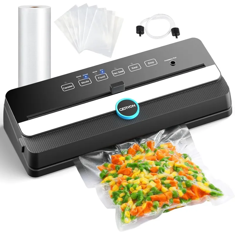 

GERYON Vacuum Sealer, Automatic Food Sealer Machine for Food Vacuum Packaging w/Built-in Cutter|Starter Kit|Led Indicator Lights