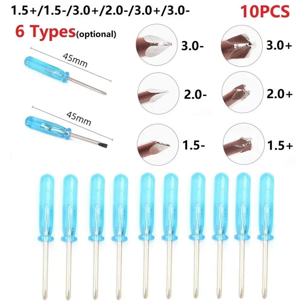 10pcs Mini 1.5/2/3mm Flat-blade Slotted Cross Head Small Screwdriver For Mobile Phone Box 360 Wireless Controller Repair Open