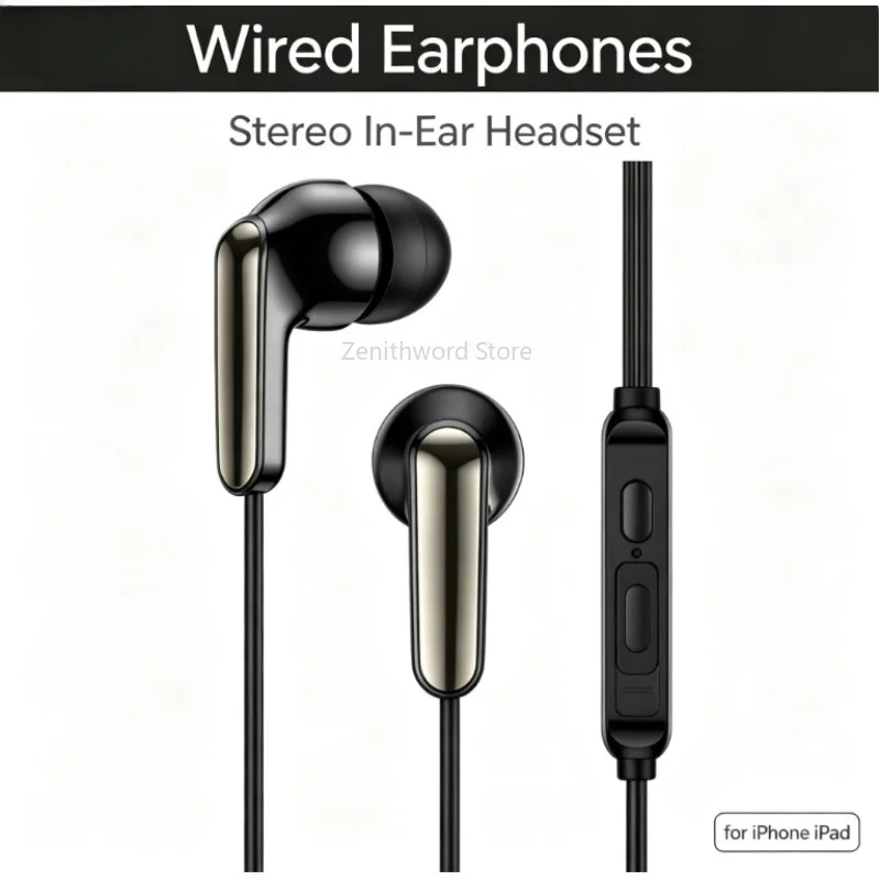 Auricolare Stereo In-Ear Cablato con Microfono Integrato, Controllo del Volume, Cavo in PVC da 120 cm, Jack da 3,5 mm per Smartphone