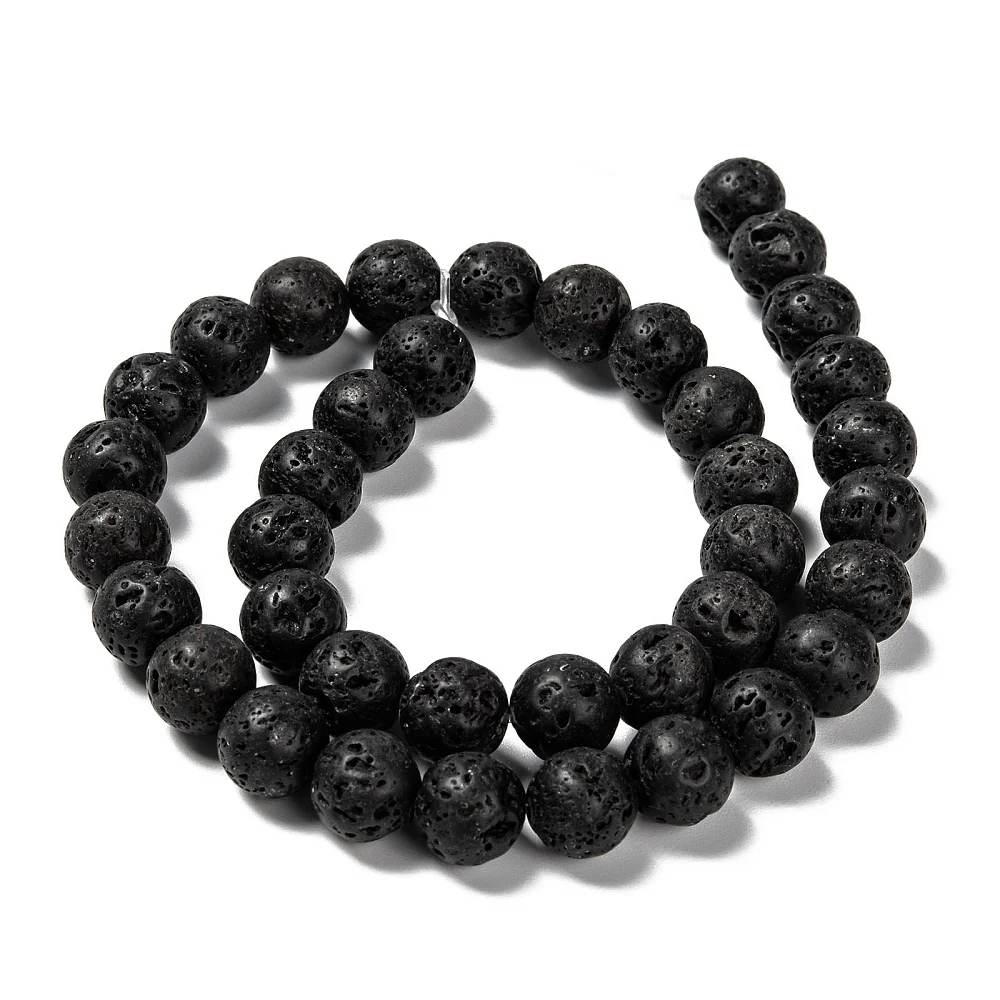PandaHall Natural Lava Rock Round Bead Strands, Multiple Sizes 4-20mm for DIY Necklace Bracelet Earring Jewelry Making Supplies