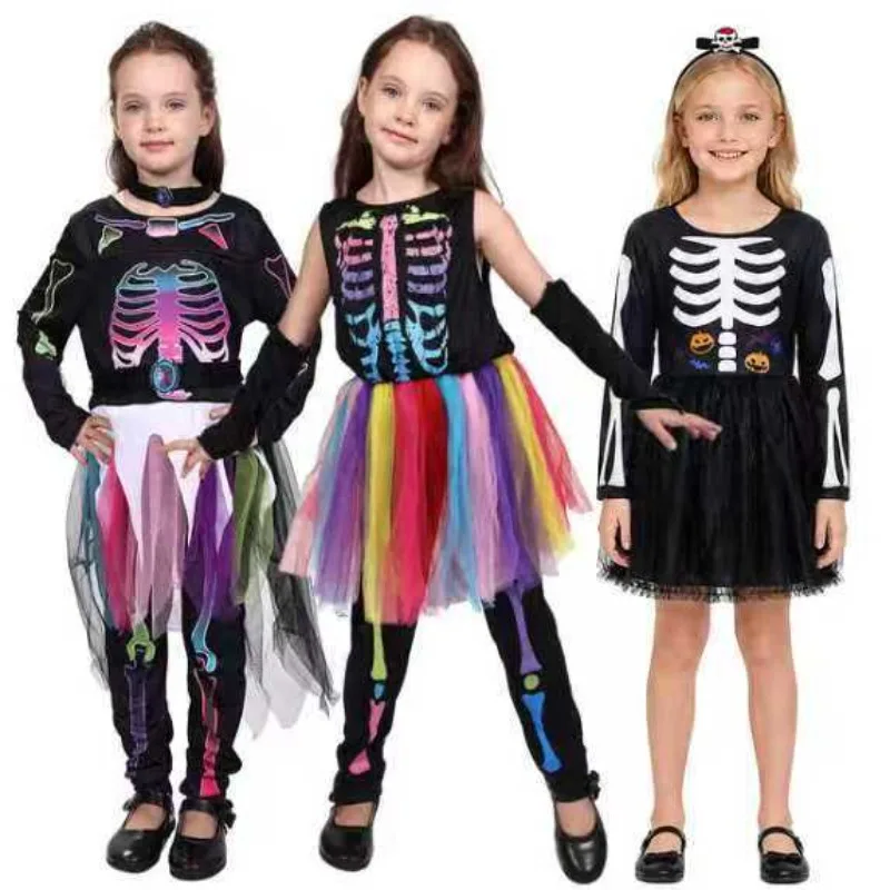Halloween Kids' COS Party Demon Skull Grim Reaper Costume Cosplay Outfit Halloween Role-Play Costume Festival Dress-Up Outfit