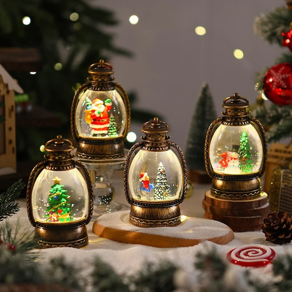 

2026 Christmas Decorative Lanterns Crystal Balls Santa Claus Tables Gold-painted Night Lights Ornaments Christmas Lanterns Gifts