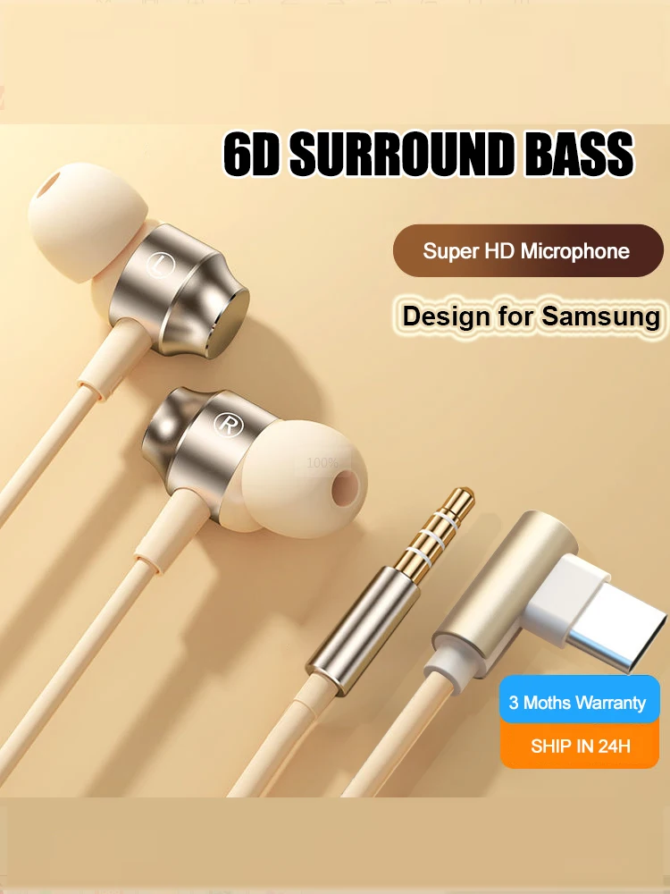 Conception en métal Type C & 3.5mm filaire Gamer écouteurs 9D stéréo son casques magnétique dans l'oreille casque pour Samsung mains libres HD appel