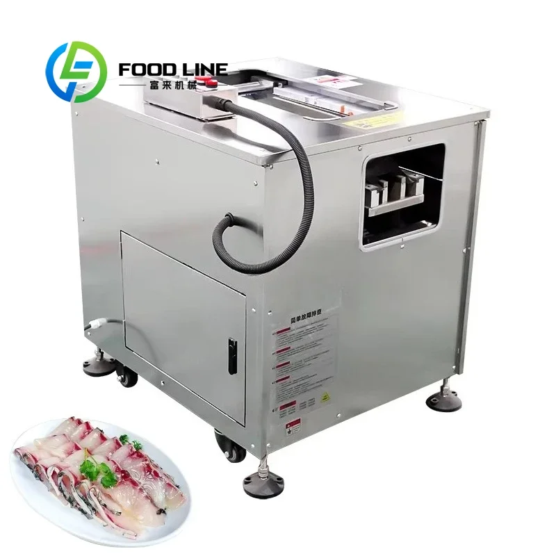 Customized Fully Automatic Electric Fish Fillet Cutting Machine For Corrugated Lip Fish & Black Carp Industrial Seafood