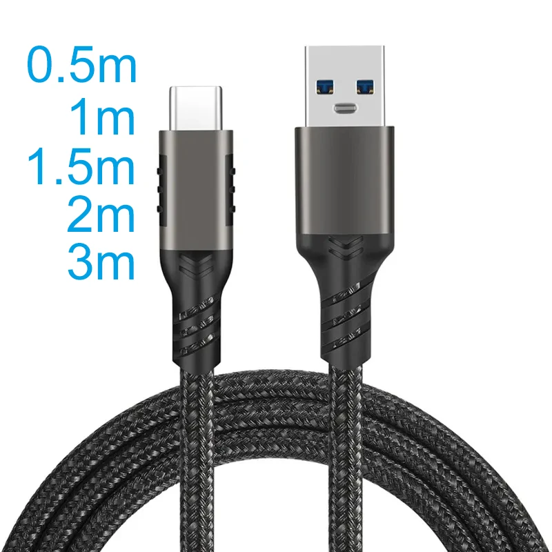 60 واط 3.0 القرص الصلب نوع-c كابل التاريخ 10Gbps البيانات USB3.2 شحن سريع النايلون مضفر كابل يو اس بي نوع c كابل شحن سريع