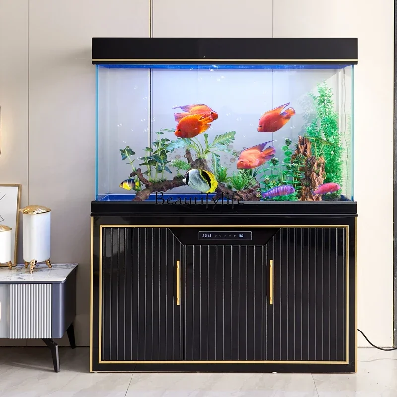 

yj9 Living Room Small Medium Glass Fish Tank Change Water Ecological Super White Bottom Filter Aquarium
