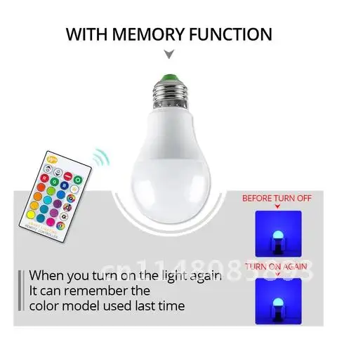 Remote Control Dimmable E27 LED Bulb 5W 10W 15W RGB RGBW RGBWW Color Change 85-265V Smart Lighting Memory Function Led Lamp