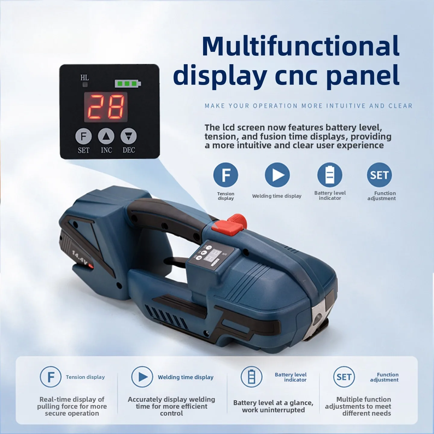 V2 Battery Powered Electric Strapping Machine Automatic Welding Tensionerfor PET PP Plastic Straps Portable Packing Banding Tool