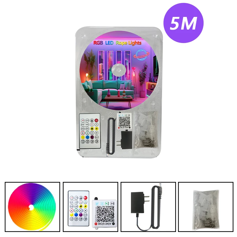 KcoiiFun DC24V RGB LED Neon Lichterkette Farbwechsel Musik Sync App Steuerung 10M 20M 30M wasserdichte flexible Lampe für Heimdekoration 4