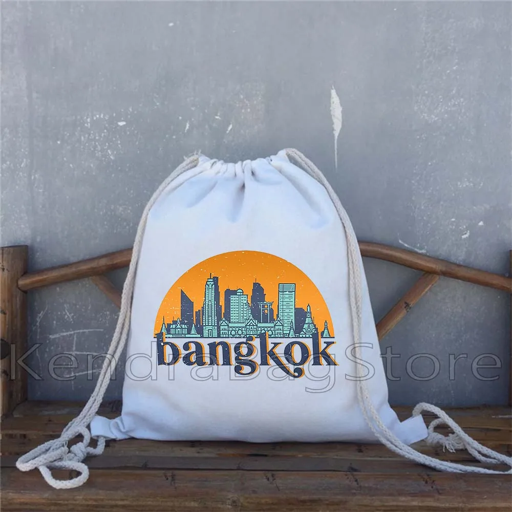 Dubai Paris New York Seoul Amsterdam London Bangkok Venice Istanbul Skyline Drawstring Bags Soccer Backpack Sackpack String Bag