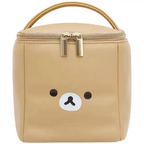 Rilakkuma PU Makeup Bag Cosmetic Storage Box Organizer Cartoon Bear Kawaii Make Up Bag Leather Vanity Beauty Case Toiletry Bags