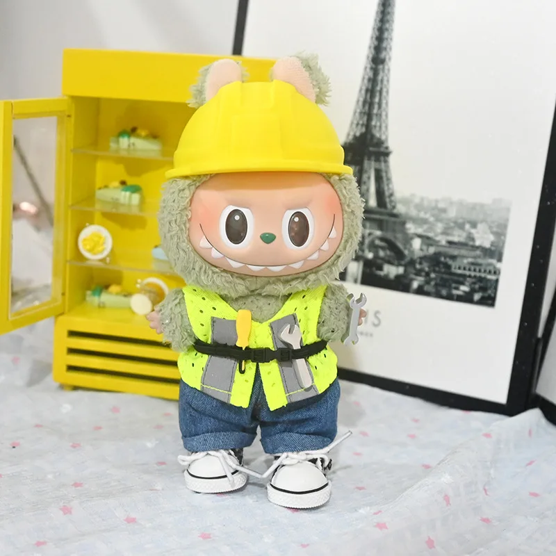 

Одежда для Labubu 3,0 поколения 3, комплект рабочей одежды 17 см, костюм для куклы, сменная строительная тематическая вечеринка, подходит