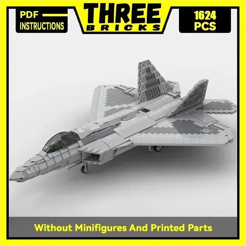 Moc Building Bricks Military Model 1:35 Scale F-22 Raptor Fighter Technology Modular Blocks Gift Christmas Toy DIY Sets Assembly