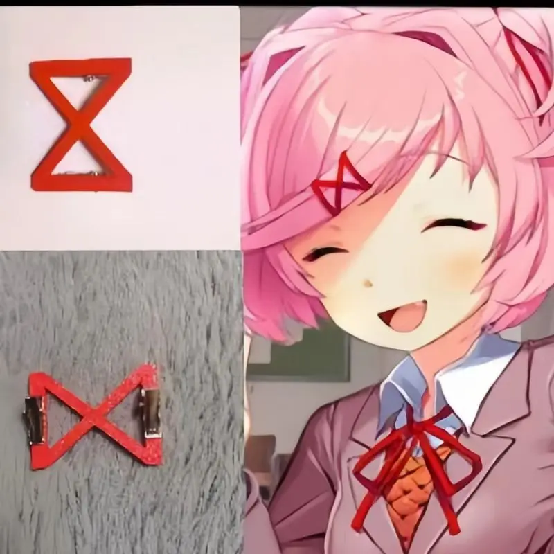 

Natsuki Cosplay Headwear Red Hairpin Doki Doki Literature Club! Cosplay Props Halloween Christmas Party Costumes Accessories