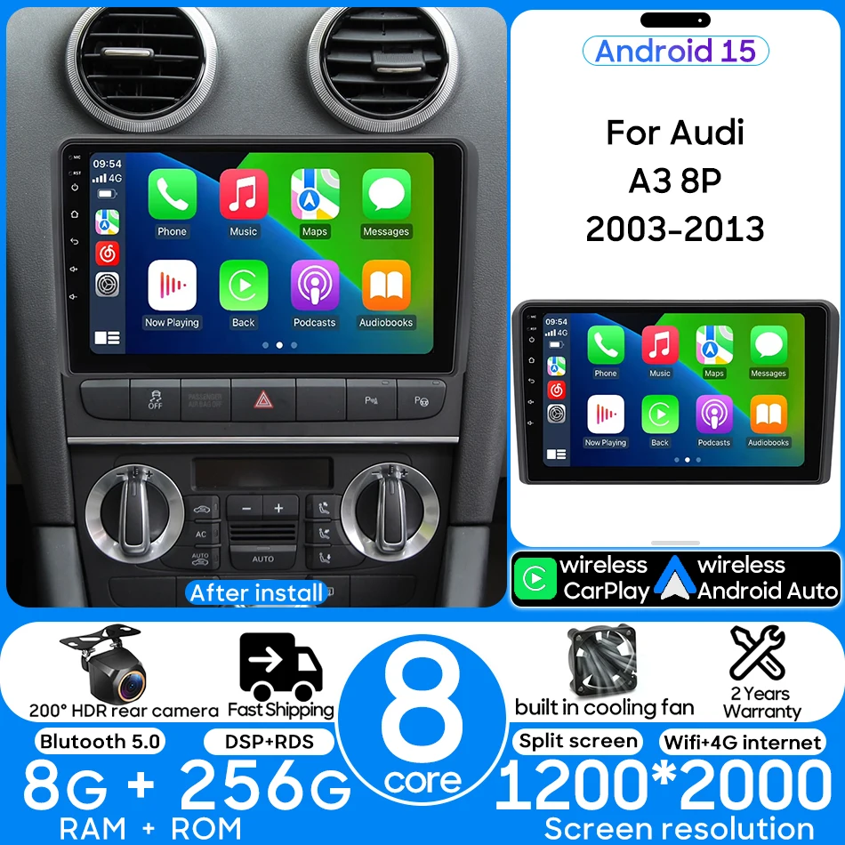 For Audi A3 8P 2003…