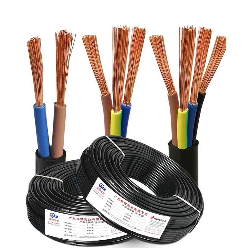 100M UL2464 Sheathed Wire Cable RVV 2 3 4 5 6 7 8Core Multic Copper Flexible Signal Electrical Cable 0.5mm2 0.75mm2 1mm2  2.5mm2