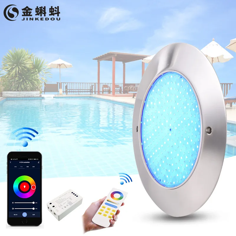 Cross-border special supply of ultra-thin led stainless steel swimming pool lights, wall-mounted non-opening underwater