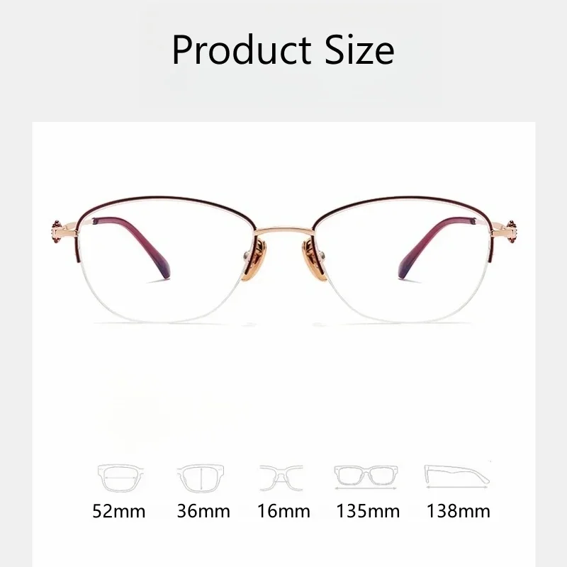 KIZNExquisite نظارات نسائية نصف إطار خفيفة للغاية أنيقة ومريحة وصفة طبية بصرية إطار رموش صغيرة للوجه #3