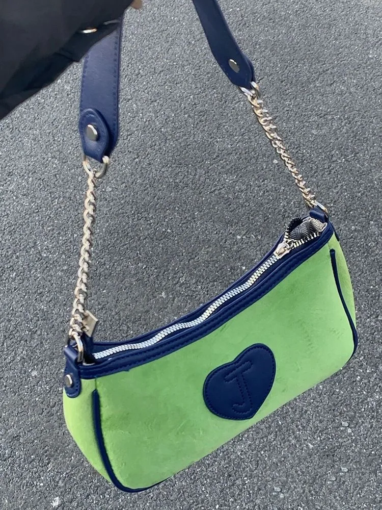 Y2K-Bolso de mano Vintage coreano para mujer, bolsa de terciopelo para axila, con cremallera, para fiesta, Bagutte