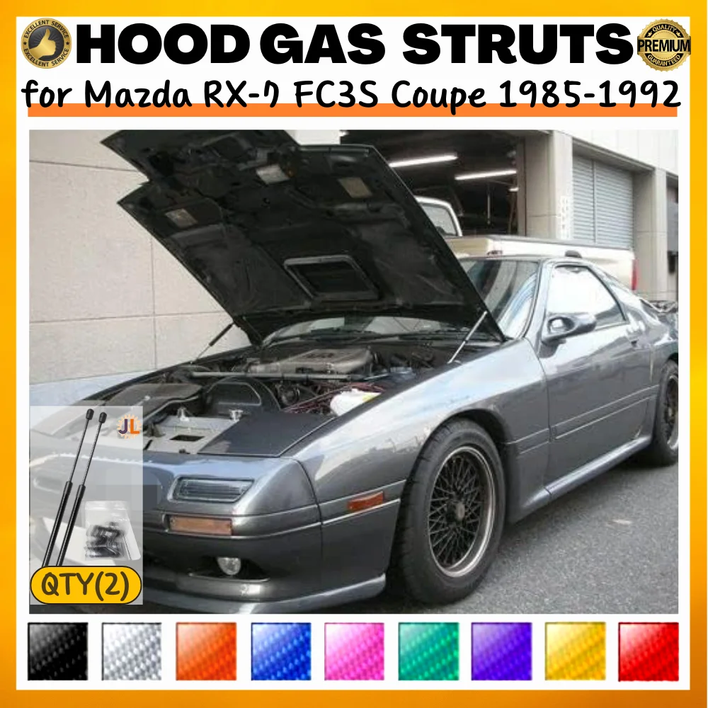 

Qty(2) Hood Struts for Mazda RX-7 FC3S Coupe 1985-1992 Front Bonnet Modify Gas Springs Shock Absorber Lift Supports Dampers