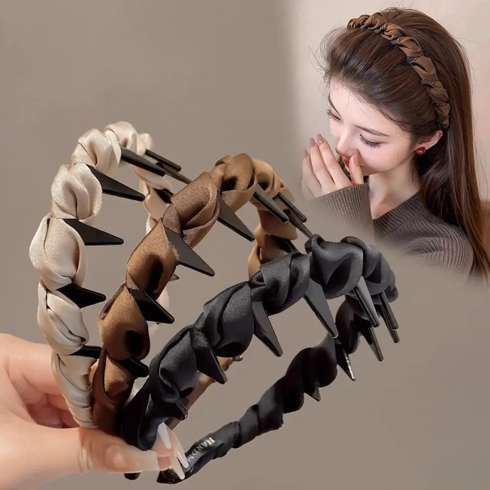 

Retro High Skull Imitation Pearl Headband Anti-Slip Design Comb Design Headband Ribbon Decor Hair Hoop Charm Hair Accessory