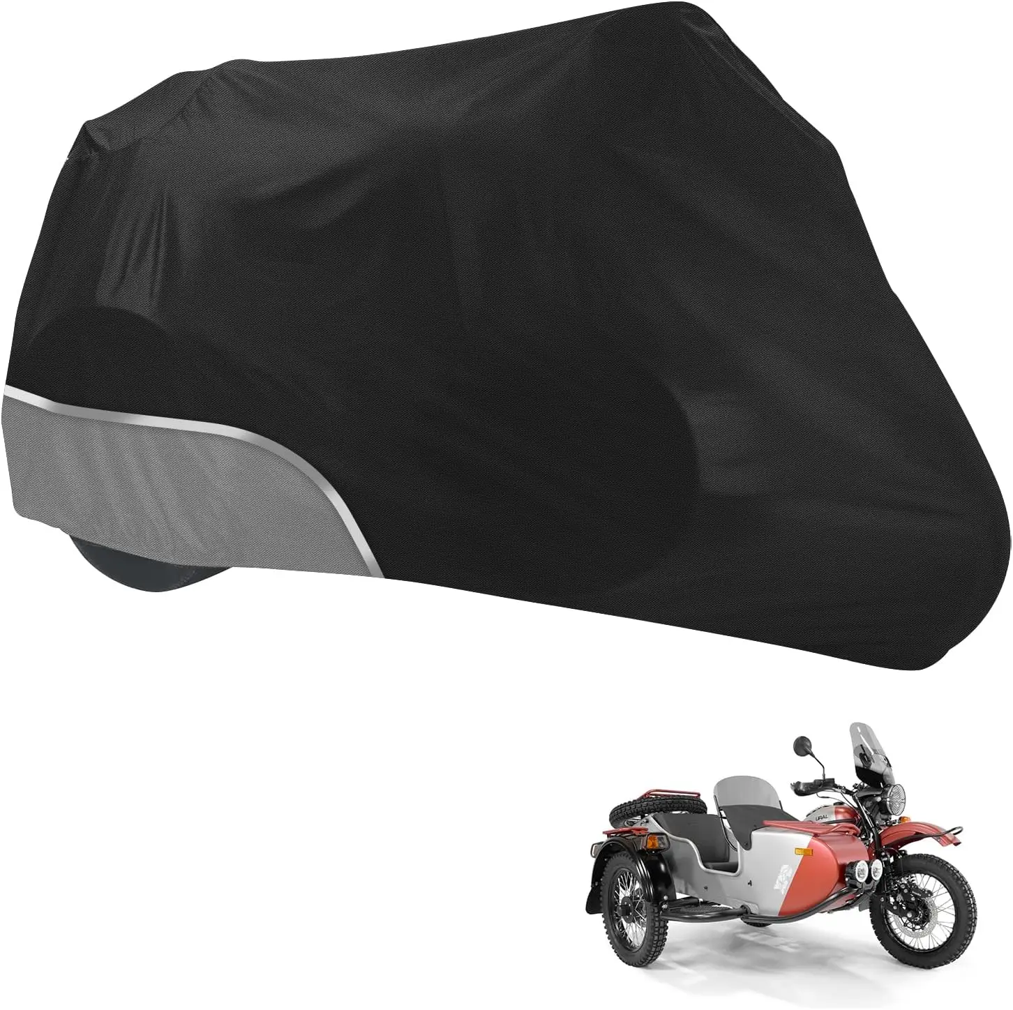 

Всепогодный чехол для мотоциклетного седельного прицепа, водонепроницаемая ткань Оксфорд 420D со светоотражающими полосами и ветрозащитной застежкой