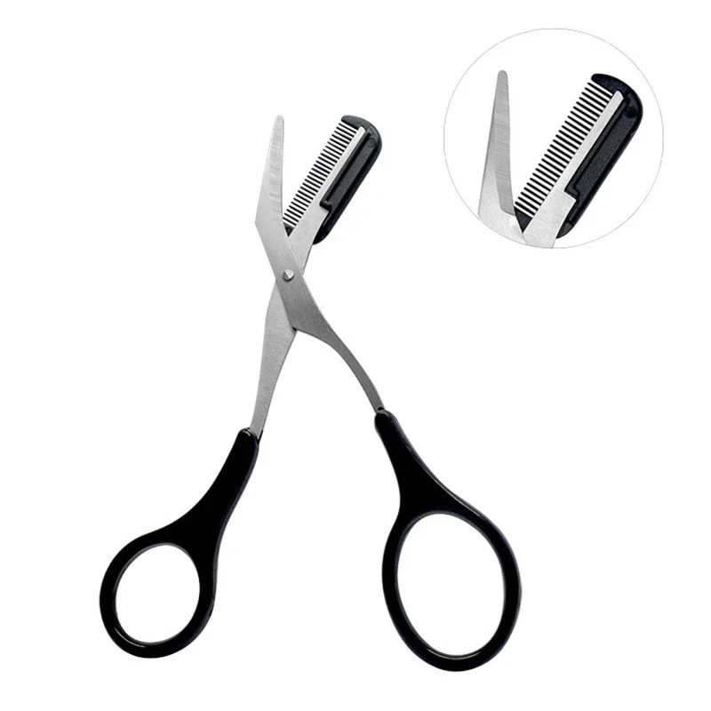 1pcs 3 Colors Eyebrow Trimmer Scissors with Comb Eyelash Hair Scissors Stainless Steel Eyebrow Razor Grooming Wenkbrauw Trimmer