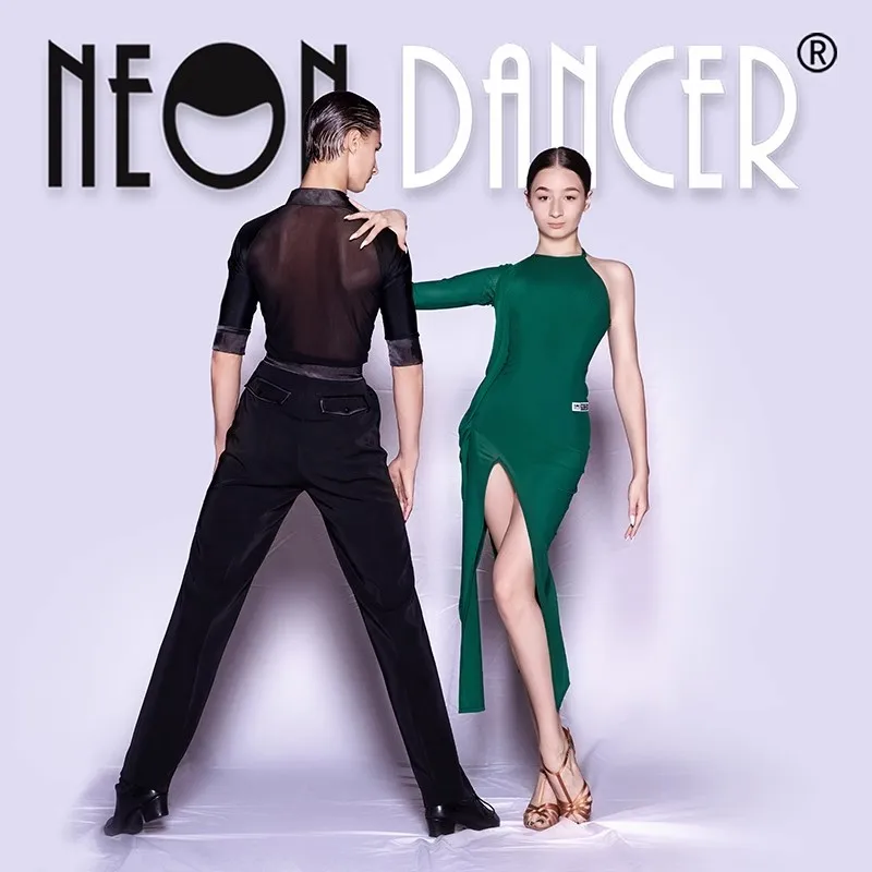 

Neondancer Профессиональная одежда для латинских танцев Сетчатое платье Тренировочная одежда для выступлений