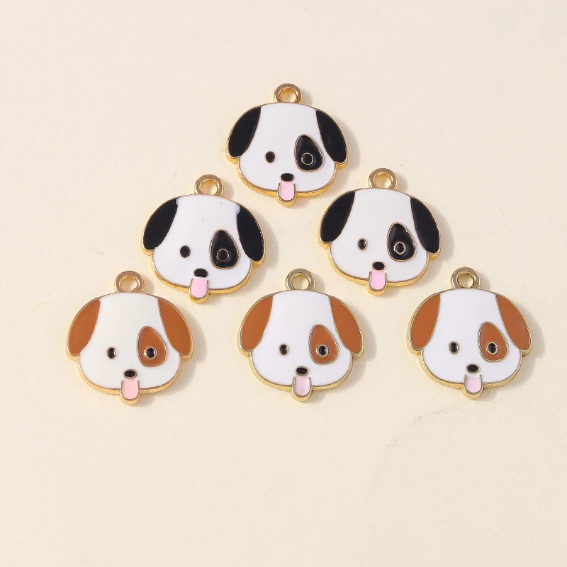 10 Stück Cartoon Emaille süße Haustier Hund Charms Anhänger für Halsketten Ohrringe DIY handgemachte Schmuckherstellung Zubehör