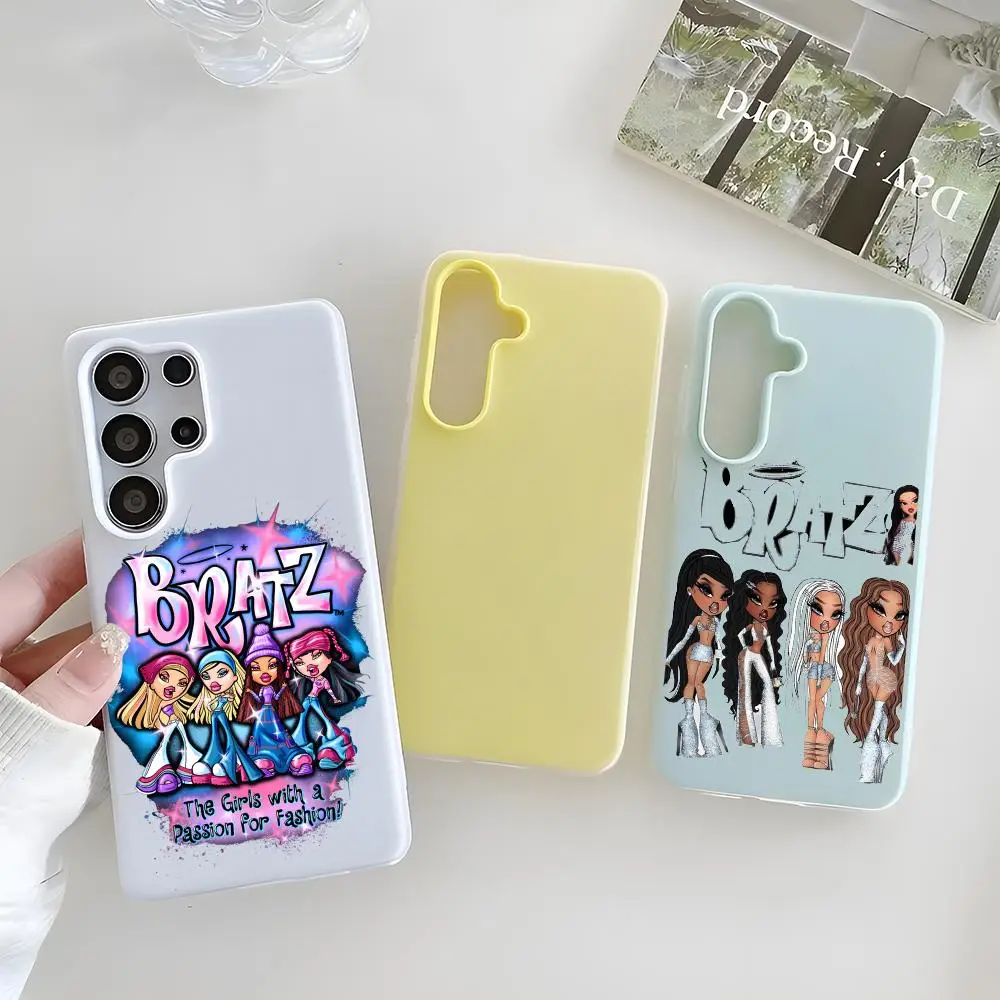 BratzDoll Phone Case Clear TPU Case For Samsung S22-S26, 2-in-1 Detachable Card Holder