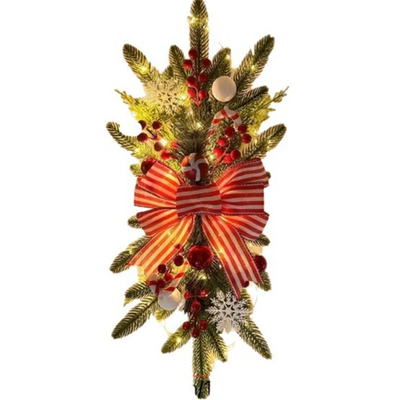 

【Люворит!】Каплевидная гирлянда, 24-дюймовые рождественские подарки со светодиодной подсветкой, украшения для лестничного венок