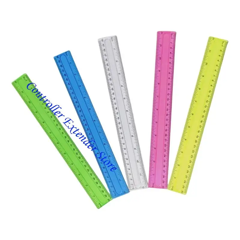 N84b 4pcs 12inch الحكام Clear حاكم الرياضيات ملونة السحب مع مقياس سنتيمترات بوصة لرسم قياس الصياغة