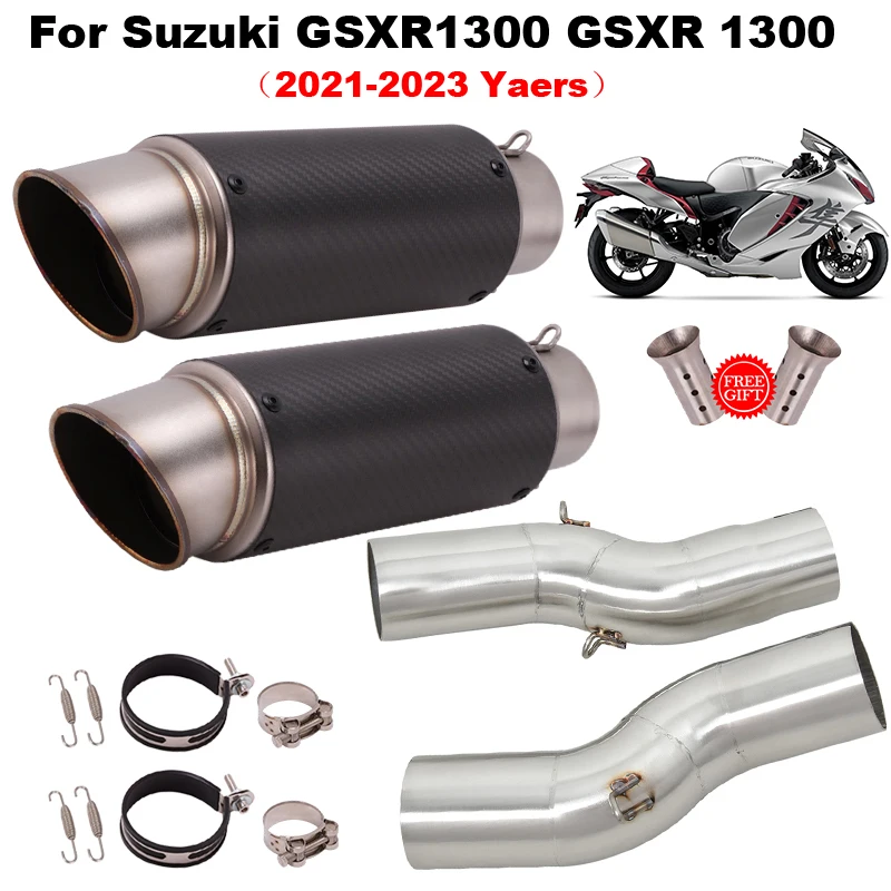 Motorcycle Exhaust Escape Modify Double Middle Link Pipe Muffler Moto Slip On For Suzuki Hayabusa GSXR1300 GSXR 1300 2021 - 2023