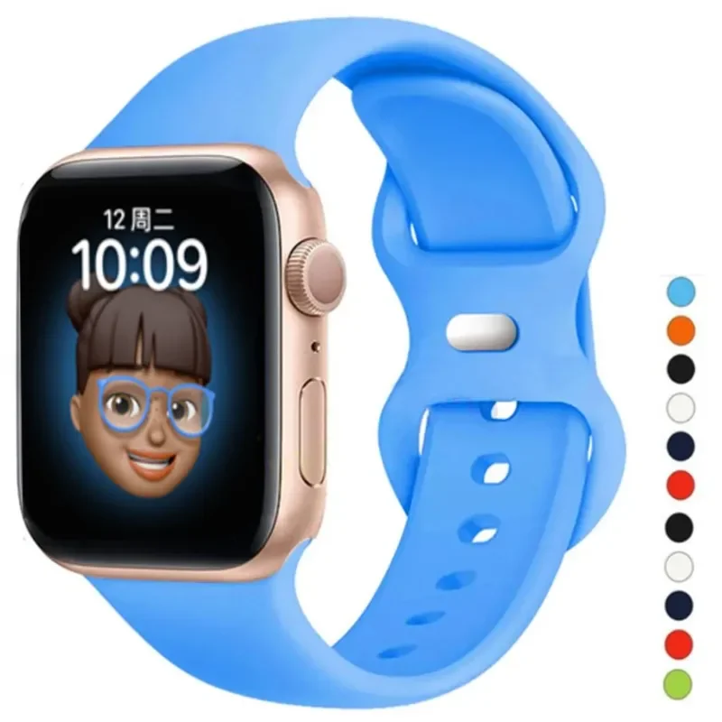 Силиконовый ремешок для Apple Watch, браслет для iwatch series 8 7 se 3 4 5 6 9, 44 45 мм 44 мм 44 мм 40 мм 45 мм 41 мм 42 мм 38 мм ultra 2 49 мм