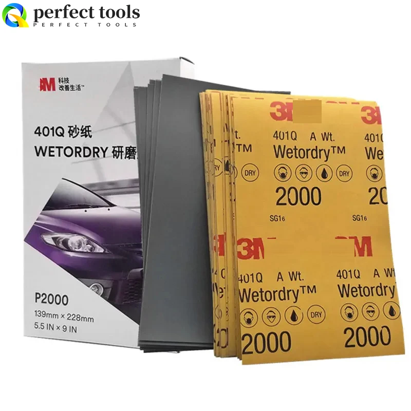 3 401Q M Sandpaper 2000/1500/1200/1000 Grit Water Abrasive Paper Car Beauty Polishing