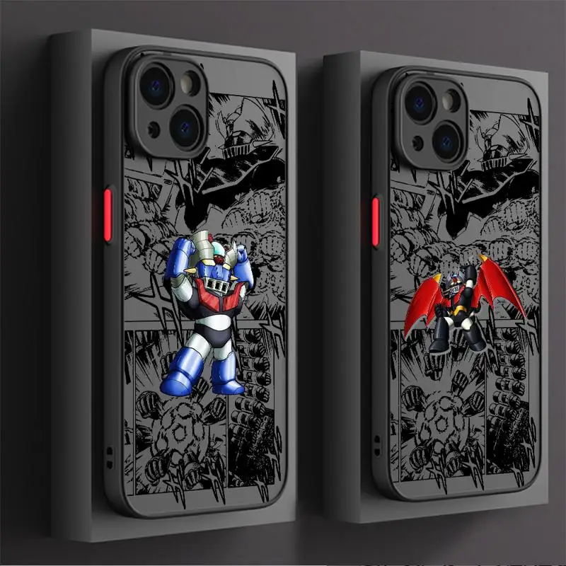 Matte Frosted Phone Case for iPhone 15 14 13 Pro Max 12 11 Mini XR XS X 8 7 6 Plus Cover Japanese Manga Great Mazinger