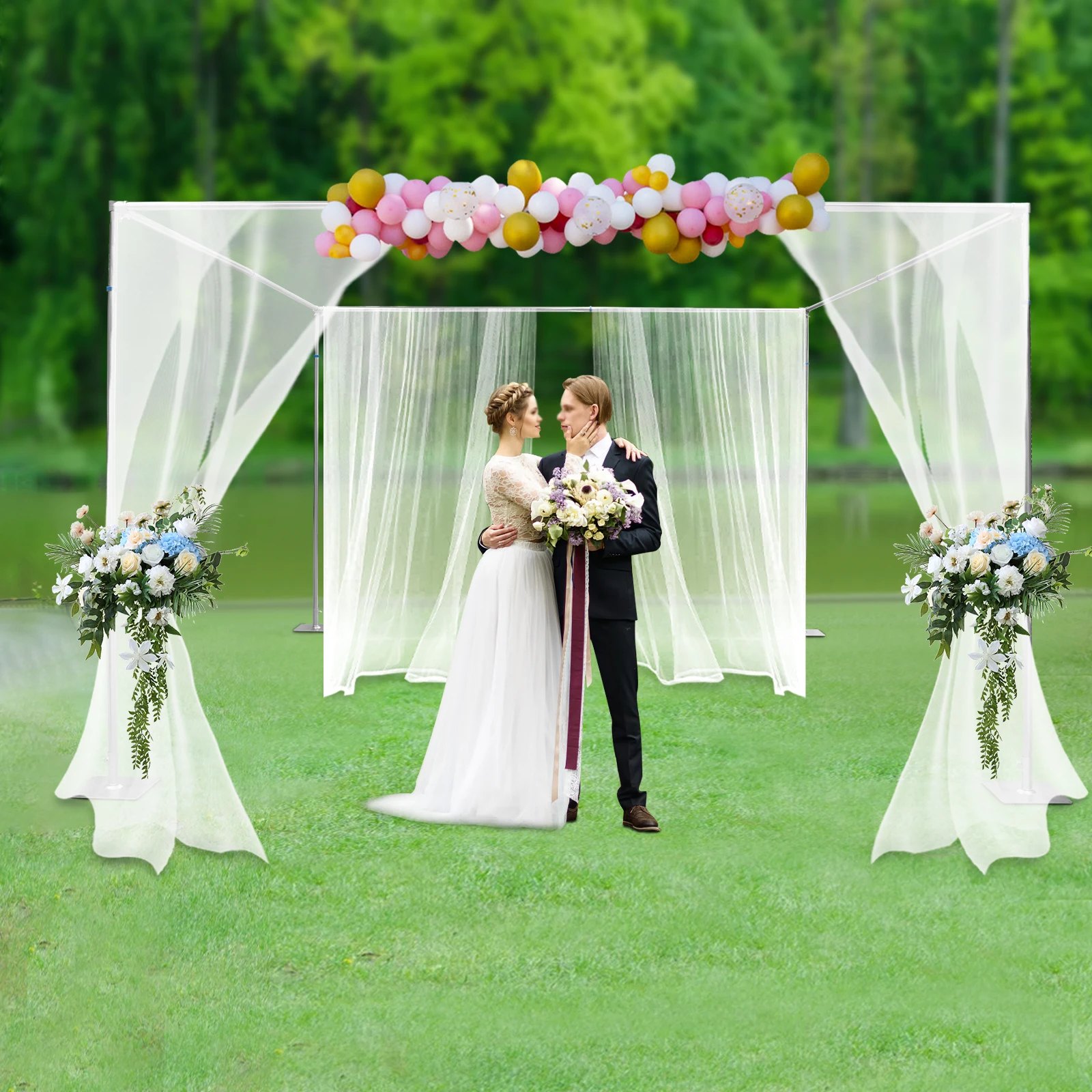 

Adjustable 4 Post Hardware Kit, Outdoor Wedding Party Stand, 4 Post Backdrop Stand Kit