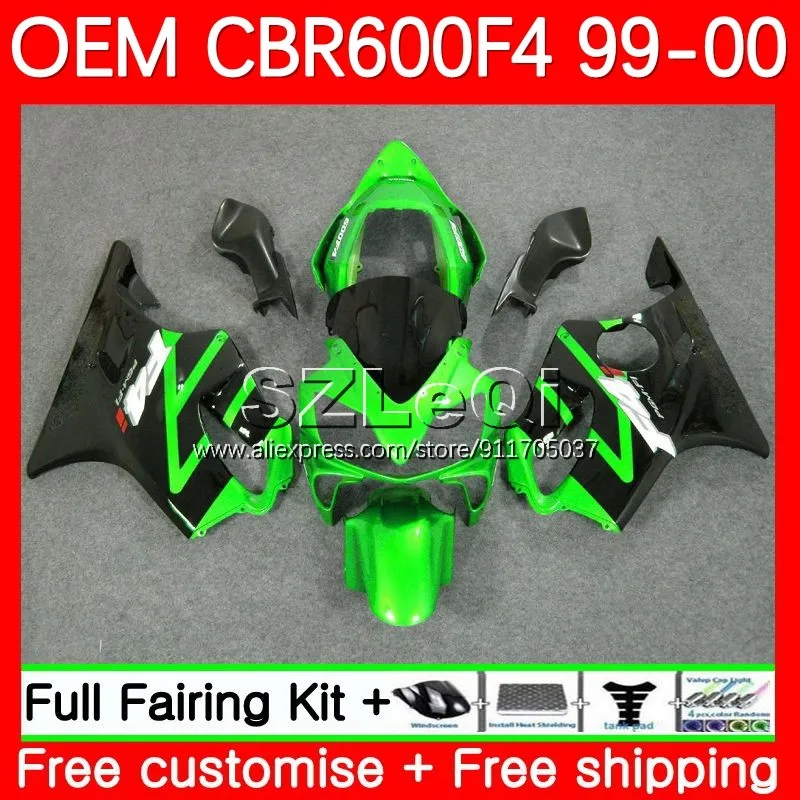 Injection + Decal For HONDA CBR 600F4 600CC 600FS 600 F4 Green black FS CC 29No.33 CBR600F4 99 00 CBR600 F4 1999 2000 Fairing﻿