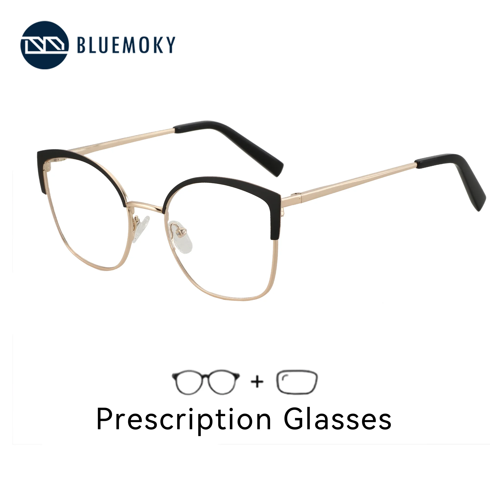 

BLUEMOKY S размер очки по рецепту с бабочкой для женщин металлическая оправа анти-синий свет фотохромные/прогрессивные медицинские очки