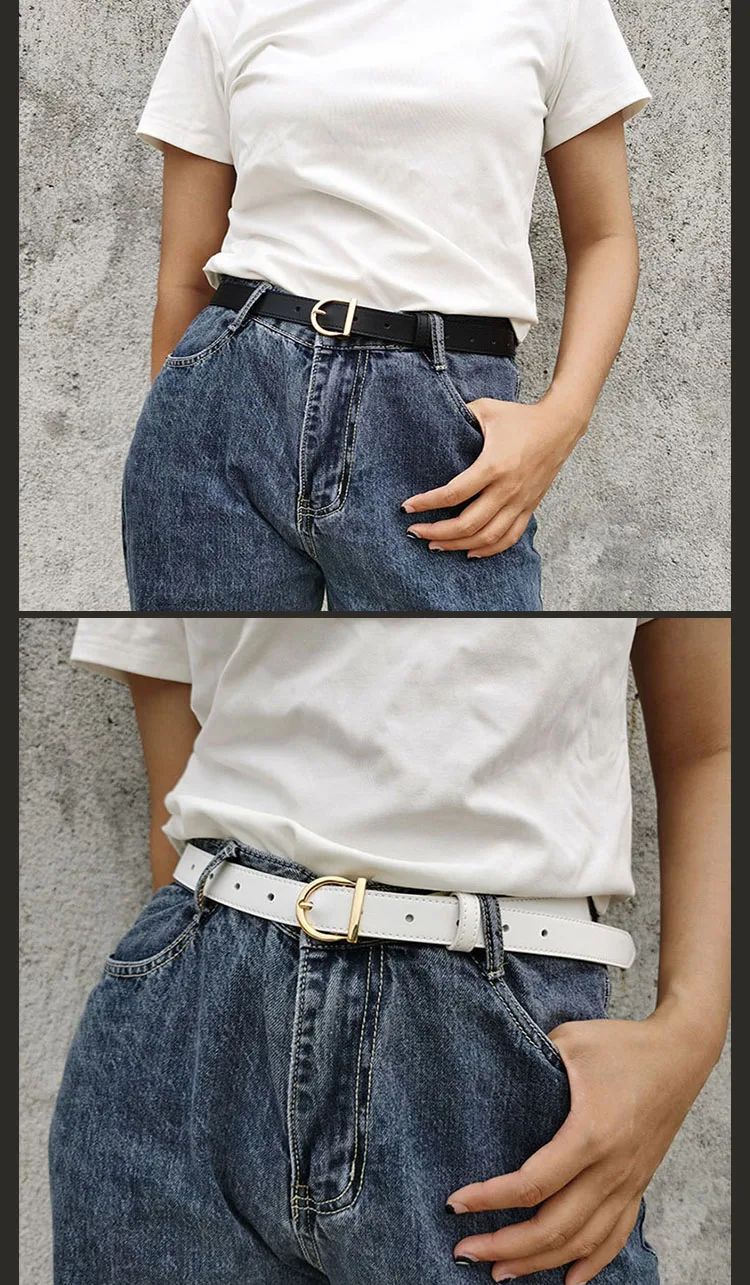 Ceinture De Pantalon Pour Femmes, Boucle Dorée, Haute Qualité, Pour Robe En Jean, Ceinture Noire Pour Dames, DT005