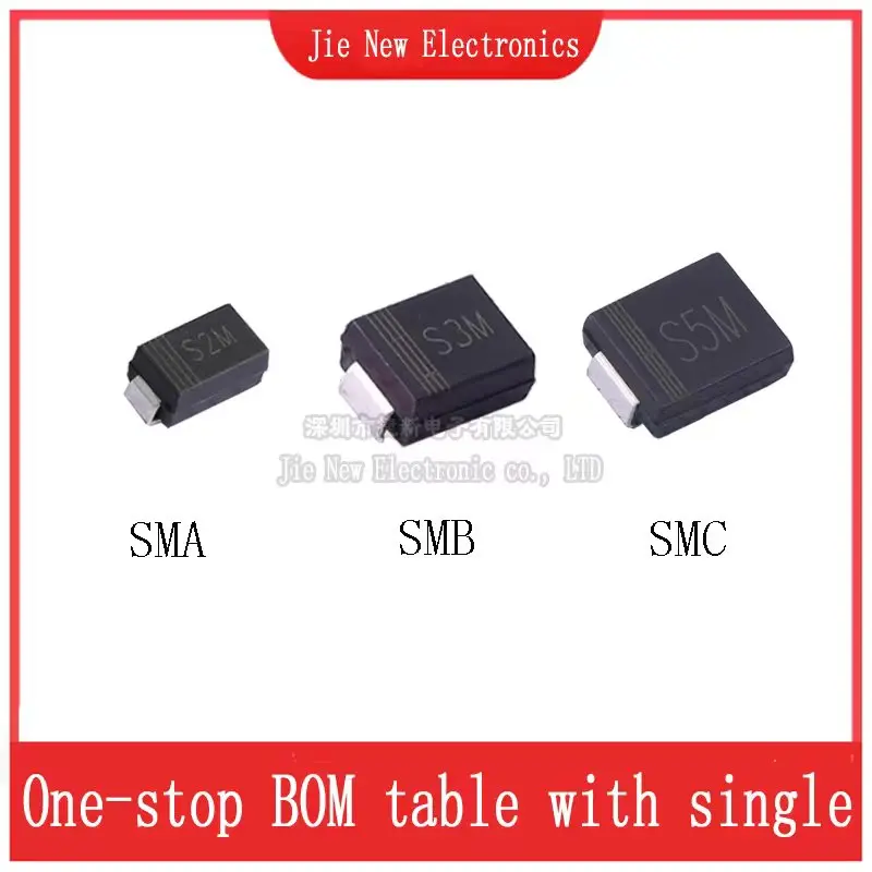 Diodes de redressement S1M S2M S3M S5M S6M S8M S10M S3MB S5MB S3MC S5MC S6MC S8MC S10MC Patch, SMA SMC, Nouveau, 50 pièces