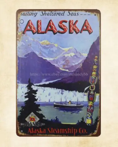 wall prints Sailing Sheltered Seas to Alaska Steamship Co. metal tin sign