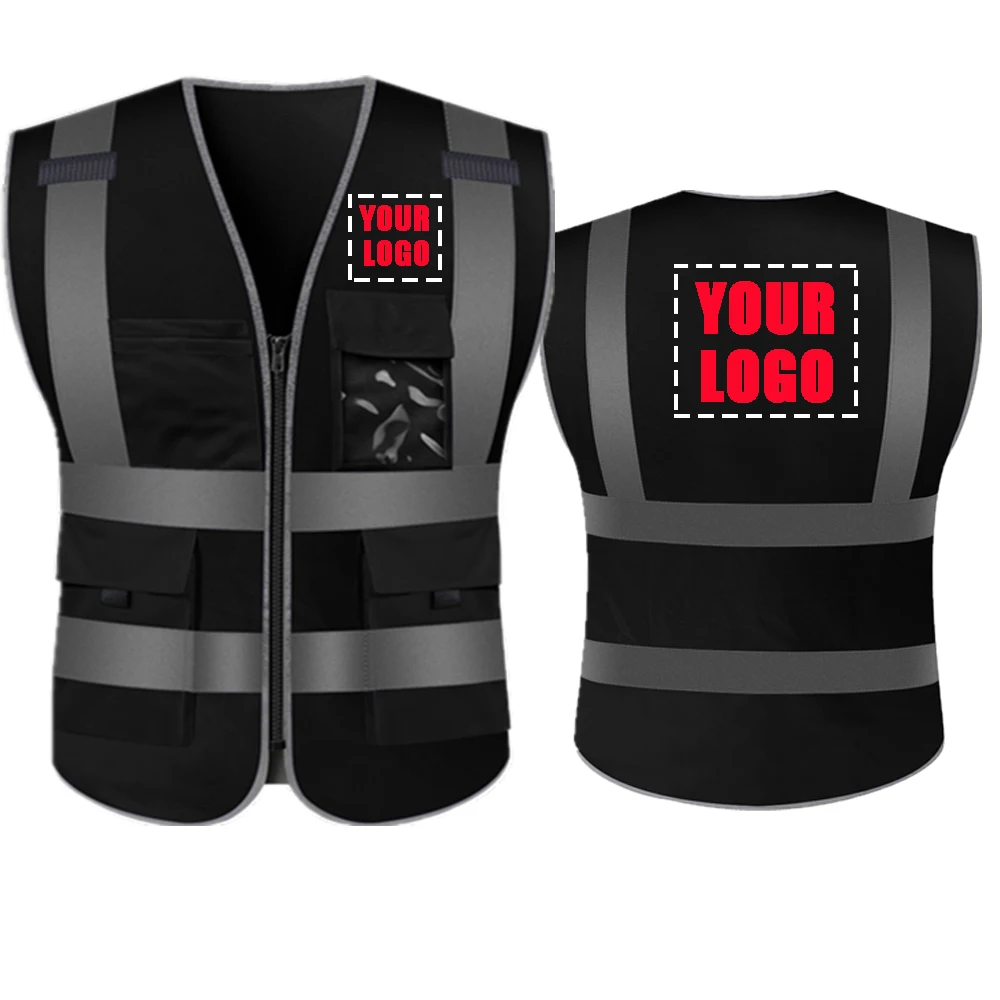 Customized Your Text Logo Reflective motocycle Safety Vest Hi Visibility Construction Work Uniform Security ANSI Class 2