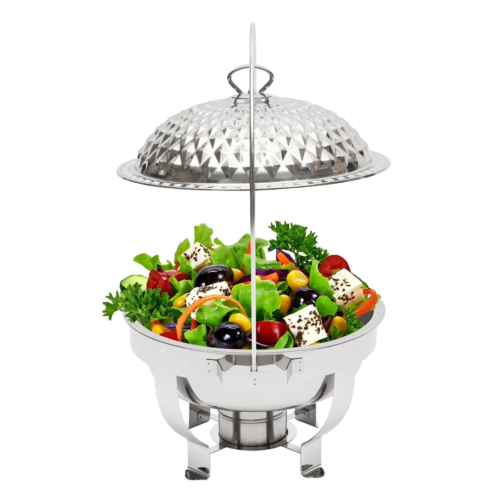 

4.5L Stainless Steel Round Chafing Dish – Buffet Set with Warming Tray for Banquets & Weddings